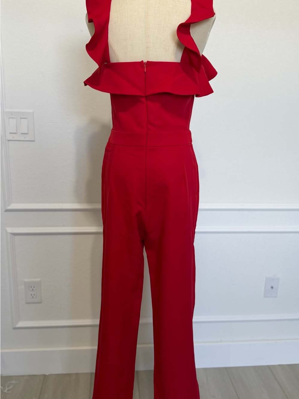 Halter Ruffle Red Jumpsuit - Picture 5 of 8